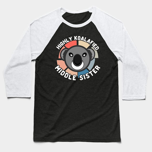 Koala Bear Highly Koalafied Middle Sister Text White Baseball T-Shirt by JaussZ